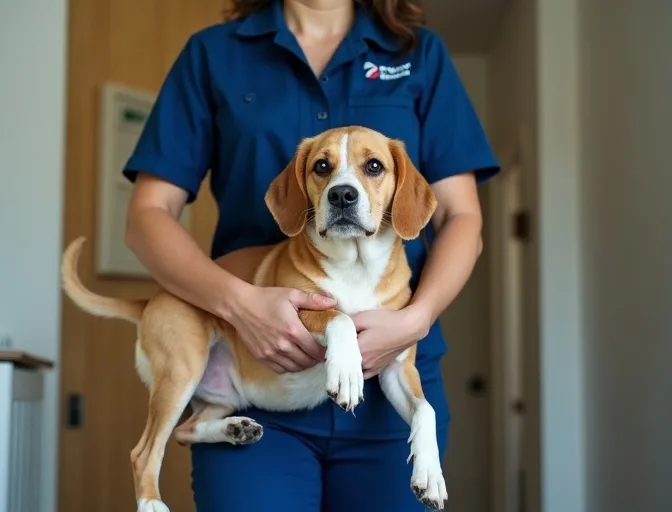 Technician respectfully transporting a deceased dog in Laverton